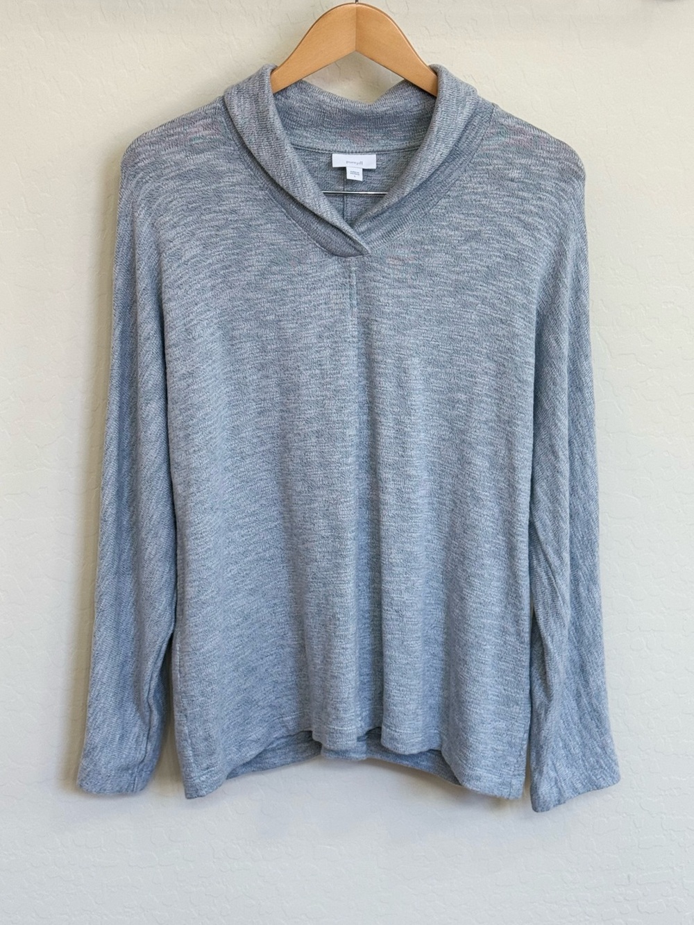 Pure Jill J. Jill Grey Cowl Neck Long Sleeve Knit Dolman Top Size L